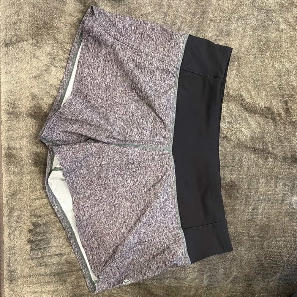 Lululemon Athletica Heathered Gray and Black Athletic Shorts